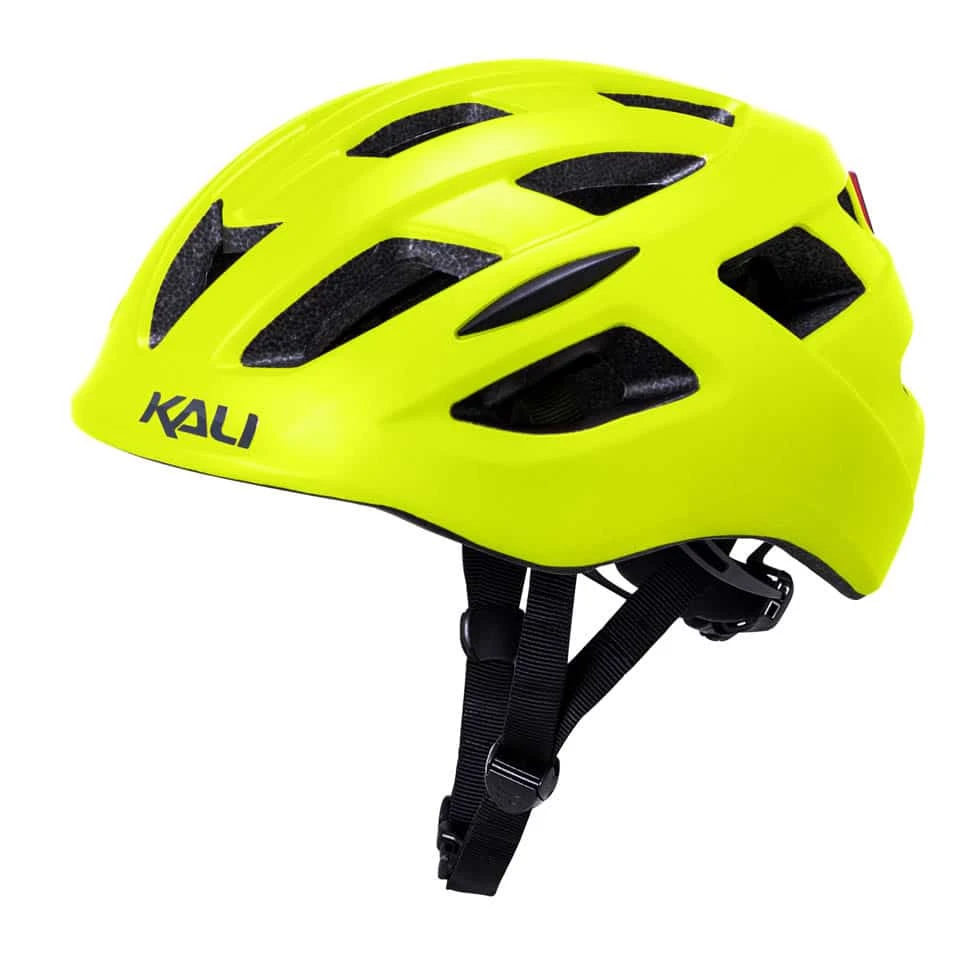 Kali Central cykelhjelm til pendlere i gul – sideprofil med ventilationshuller og baglygte