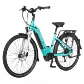 Ecobike D2 City Menthol elcykel i frisk mentholgrøn farve, set fra siden med motor og batteri.