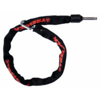 Kraftig kædelås til cykler og elcykler. Denne Trelock Kæelås er omgivet af kraftig beklædning, der sørger for at cyklen ikke bliver ridset