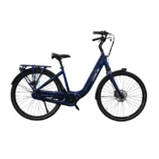 Blå Vogue Mestengo elcykel på hvid baggrund med moderne og stilrent design.