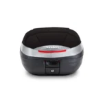 SHAD SH37 37L topboks i sort monteret på scooter – plads til to hjelme og udskiftelig farvetop.