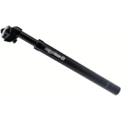 Ergotec affjedret sadelpind i sort aluminium med stålfjedre og 47 mm vandring – vist på hvid baggrund.