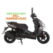 R9 30 PURE MAT SHADOW GRÅ 50cc full-size scooter med digital display og LED-lys på hvid baggrund