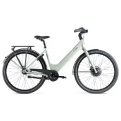Batribike PRO E1 FD elcykel med forhjulsmotor i Spa Blue med grålig nuance og integreret batteri