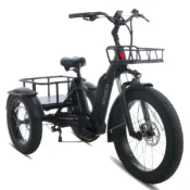 Senior elcykel Vogue Big Foot sort 3-hjulet elcykel med baghjulsmotor og dobbelt batteri