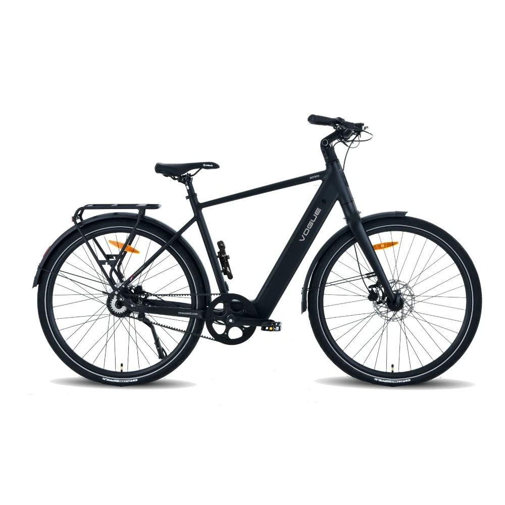 Elcykel Vogue Motion Man herre i matsort med baghjulsmotor og integreret batteri