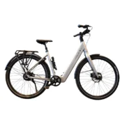 Mat Titanium Grey Vogue Motion elcykel med baghjulsmotor, remtræk og integreret batteri til bykørsel og pendling