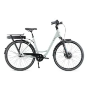 Batribike Pro E3 elcykel i Mineral Grey med lav indstigning, forhjulsmotor og bagagebærer
