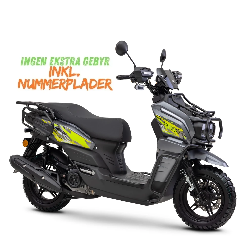 ROMET TANK 50 Matt Grey scooter i matgrå farve med sporty design og robuste detaljer set fra siden.