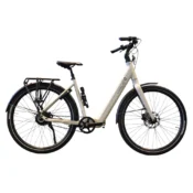 Vogue Motion Plus elcykel i Mat Fashion Grey med remtræk, automatgear og Bafang baghjulsmotor.