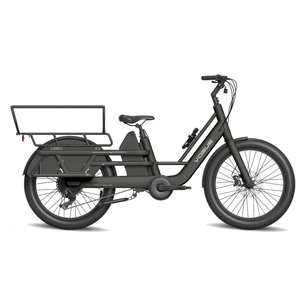 Elcykel Vogue Wonder Matsort longtail elcykel med lang bagagebærer og frontkurv til børn og indkøb
